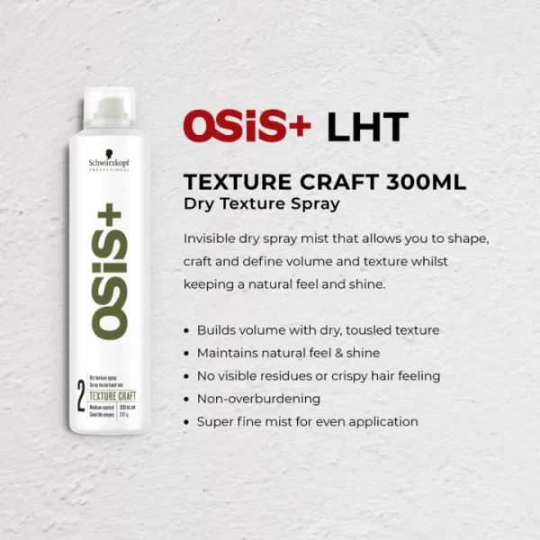 Schwarzkopf Professional OSiS+ LHT Texture Craft Styling - Dry Texture Spray 300ml - Image 2