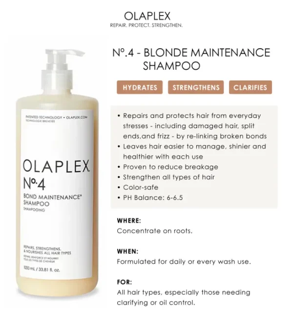 OLAPLEX No.4 Bond Maintenance Shampoo For Damaged Hair 1000ml - Image 2