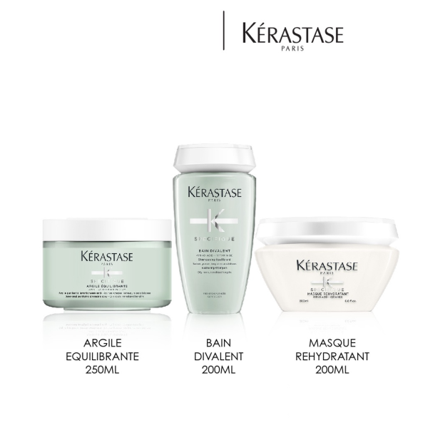 Kerastase Oily Scalp Ritual: Specifique Bain Divalent Shampoo 250ml &Masque Rehydratant &Argile Purifying Cleansing Clay